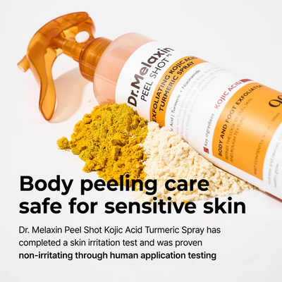 Dr. Melaxin Body Keratin care Kojic Acid Turmeric Spray Gently Exfoliating Peeling Solution. Korean Skincare All Skin Types 200ml