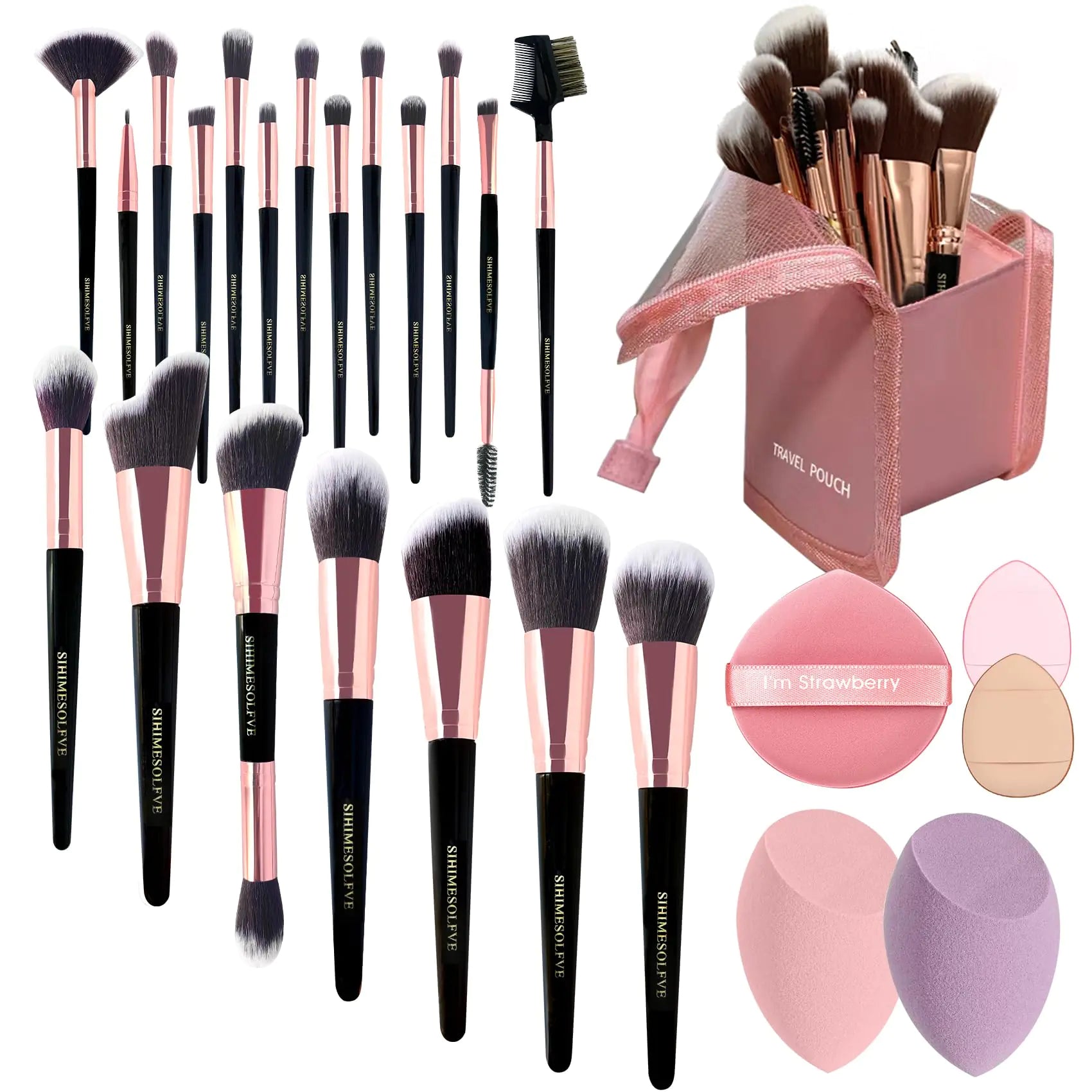 Professional 23-Piece Makeup Brush Set with Cleaner Bag