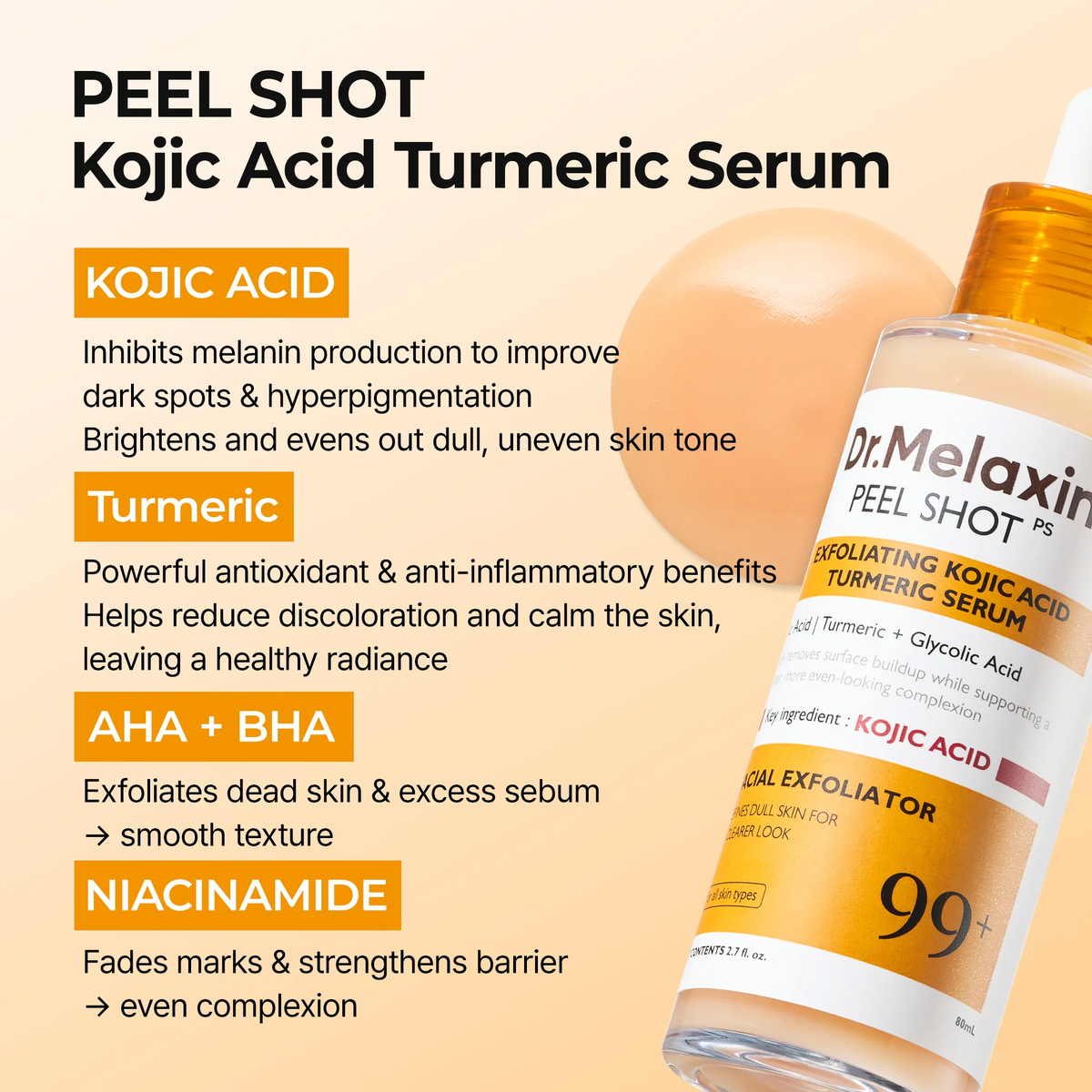 Dr Melaxin Peel shot Kojic Acid Turmeric Serum